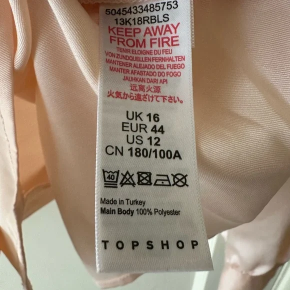Pale Pink Topshop Button Down Blouse, Size 12 - Picture 6 of 6